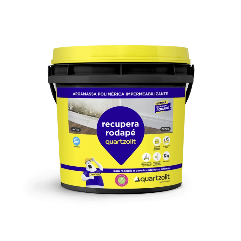 Embalagem produto recupera rodapé quartzolit impermeabilizante.